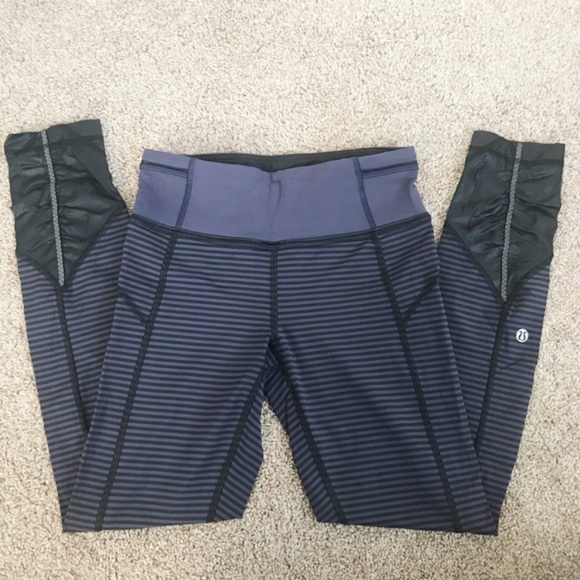 Lululemon Pace Queen Tight Stripe Cadet Blue Black - Picture 2 of 7
